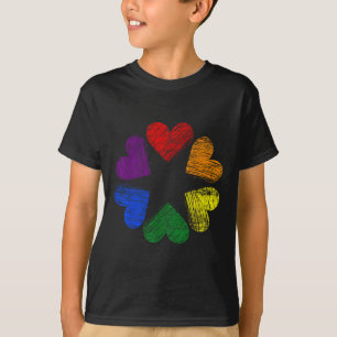 Camiseta Círculo Arco-íris De Corações Amor Orgulho Gay Lgb