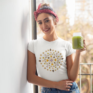 Camiseta Círculo Botânico Flor De Obra De Arte Original