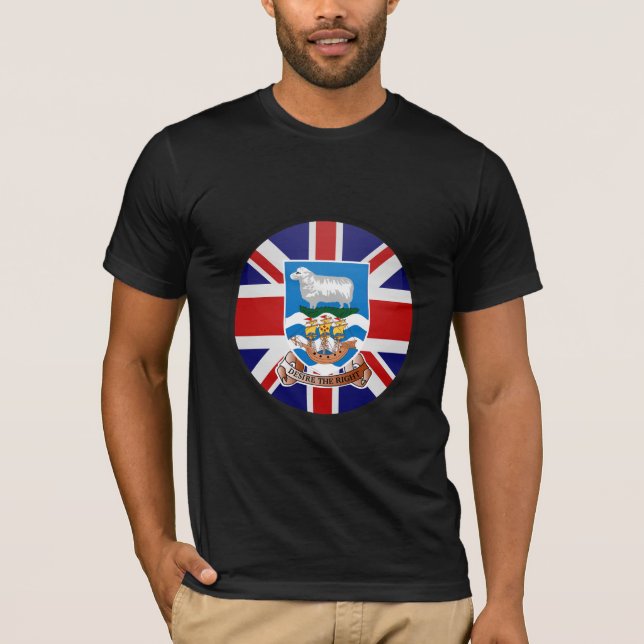 Camiseta Círculo da bandeira da qualidade de Ilhas Falkland (Frente)