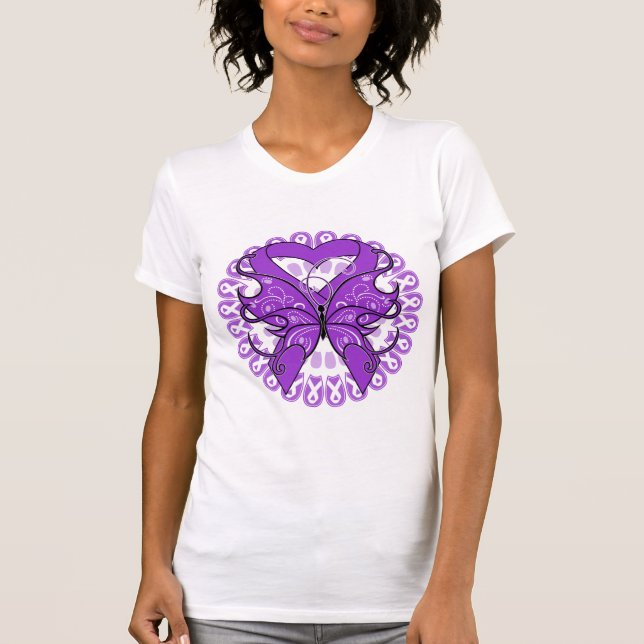 Camiseta Círculo da borboleta do cancer da ESSÊNCIA das (Frente)