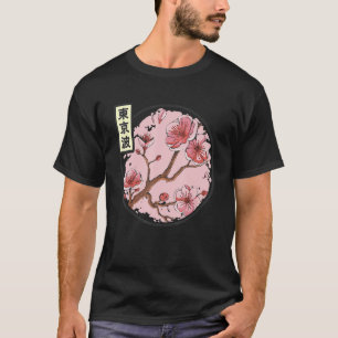 Camiseta Círculo de Árvore Japonesa Sakura Flor de Cerejeir