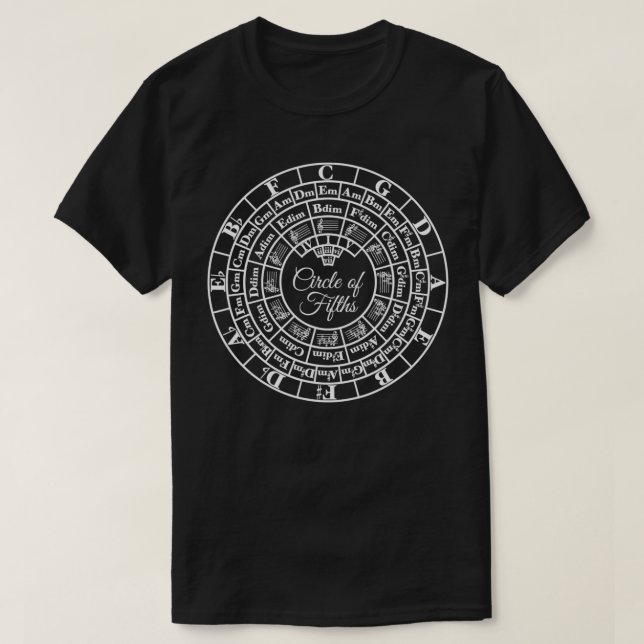 Camiseta Círculo De Assinatura De Chave De Música Avançada  (Frente do Design)