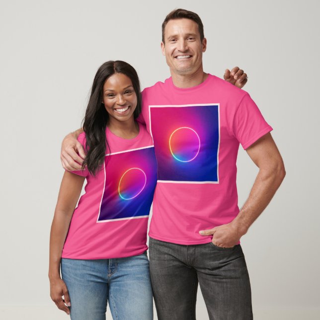 Camiseta Círculo de Brilho Neon Arte Abstrata (Unissex)