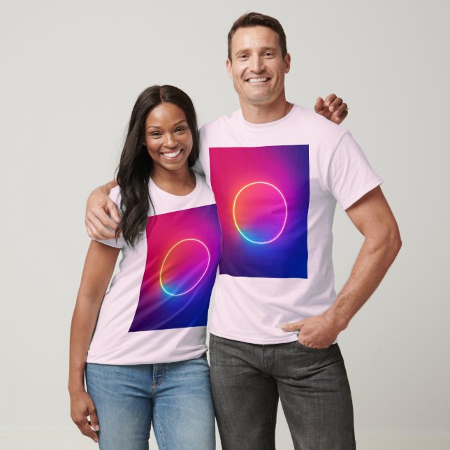 Camiseta Círculo de Brilho Neon Arte Abstrata (Unissex)