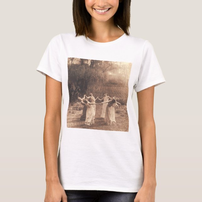 Camiseta Círculo De Bruxas Vintage Mulheres Dançando (Frente)