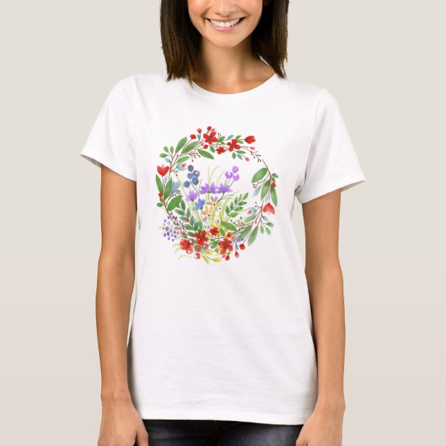 Camiseta Círculo De Camisa-T De Flores (Frente)
