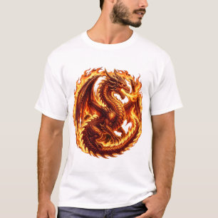 Camiseta Círculo de Chamas de Dragão Respirando Fogo Fantas