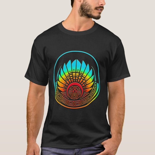 Camiseta Círculo de corte - Máscara Maia - Quetzalcoatl (Frente)
