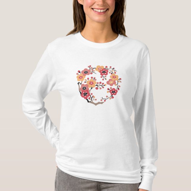 Camiseta Círculo de floração de ameixa japonesa (Frente)