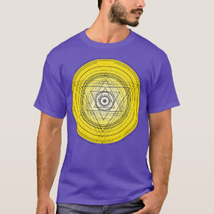 Camiseta Círculo de geometria sagrada amarela com simbolo a