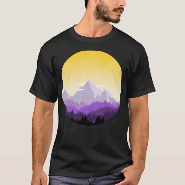 Camiseta Círculo de Intervalo Enby (Sutil Flag Landscap Não (Frente)