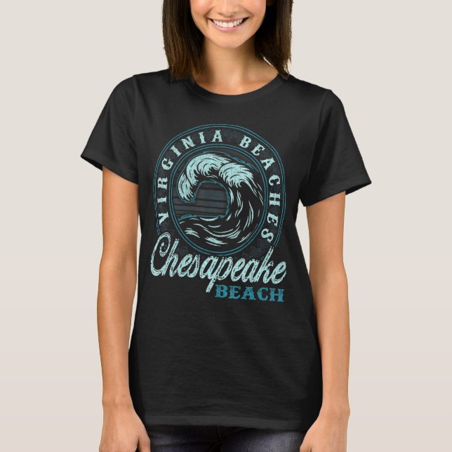 Camiseta Círculo de Onda Retroativa da Praia Chesapeake (Frente)