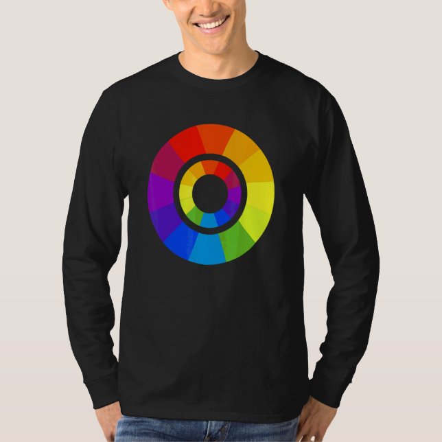 Camiseta Círculo de Paleta de Cores Pintar Professor de Pin (Frente)