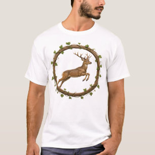 Camiseta Círculo de Videira Cervo Saltando