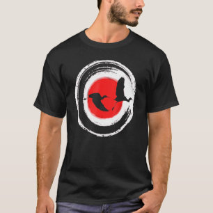 Camiseta Círculo de Voo de Arte Japonesa Gruas Ukiyo E Woo