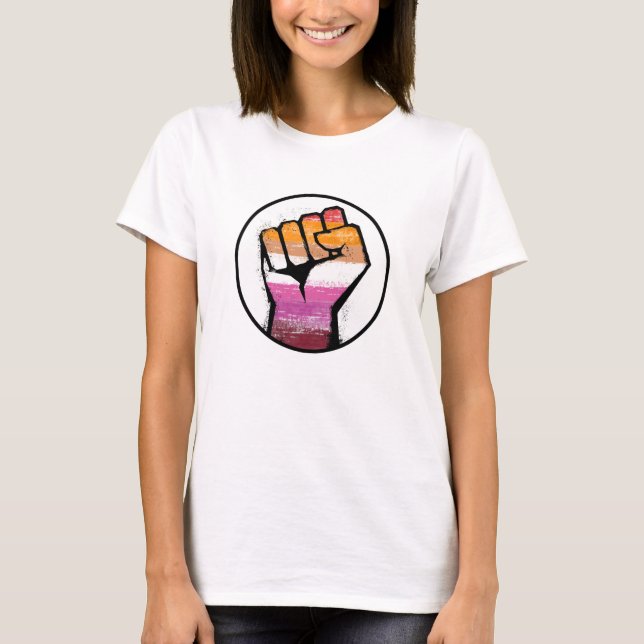 Camiseta Círculo do Punho Orgulho Lésbico (Frente)