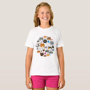 Camiseta Círculo do t-shirt da menina dos gatos