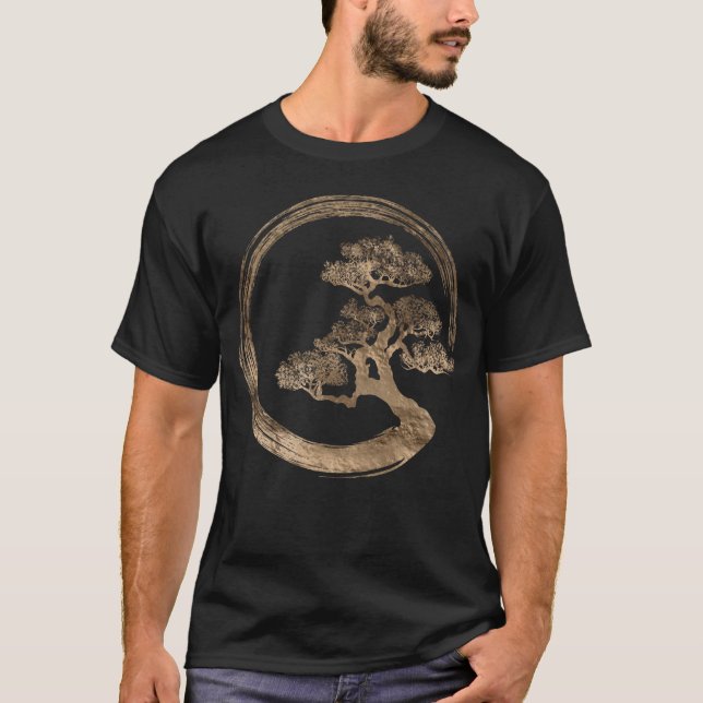 Camiseta Círculo do zen de Enso e árvore dos bonsais (Frente)