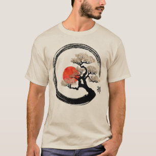 Camiseta Círculo do zen de Enso e árvore dos bonsais