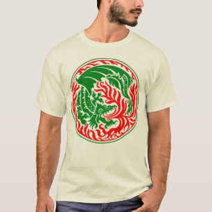 Camiseta Círculo Dragônico - Verde com Fogo Vermelho