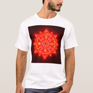 Camiseta Círculo Mágico Vermelho Brilhante Com Símbolos Mís