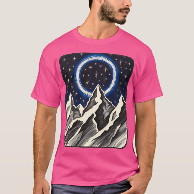 Camiseta Círculo Místico Sobre As Montanhas Presentes Para  (Frente)