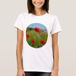 Camiseta Círculo Mosaico de Poppies em Jardim do País
