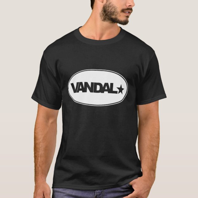 Camiseta Círculo oval branco do logotipo de VANDAL★ (Frente)