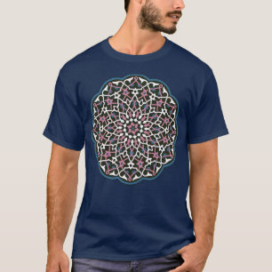 Camiseta Círculo Padrão Vetor Arte Azul Cor-de-rosa Branco