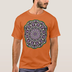 Camiseta Círculo Padrão Vetor Arte Verde Violeta Branco