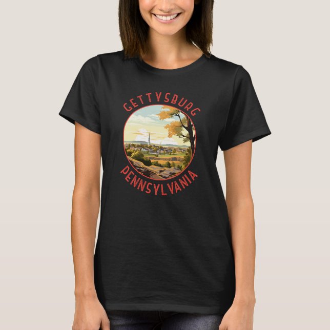 Camiseta Círculo Retro em Distância de Gettysburg Pensilvân (Frente)