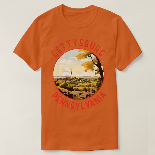 Camiseta Círculo Retro em Distância de Gettysburg Pensilvân (Frente do Design)