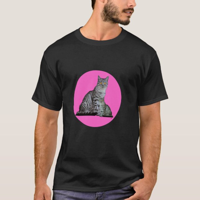 Camiseta Círculo Rosa com 2 Gatinhos (Frente)