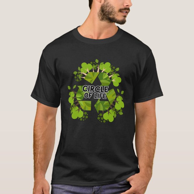 Camiseta Círculo Verde do Dia da Terra Das Árvores Com Reci (Frente)