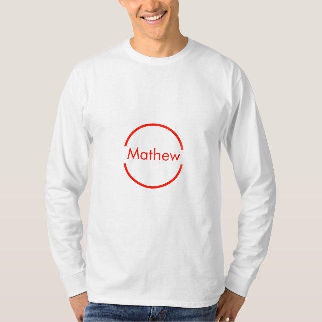 Camiseta círculo vermelho simples adicione o texto da letra (Frente)