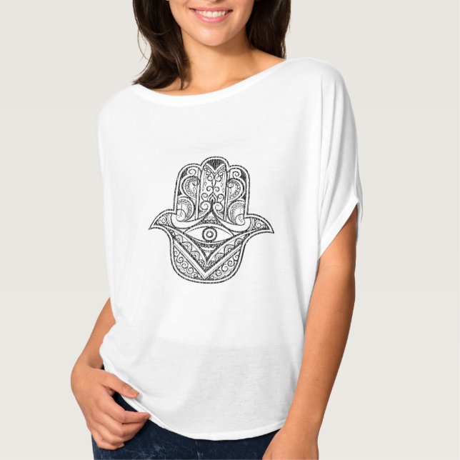 Camiseta círculo voado feminino do hamsa tribal (Frente)