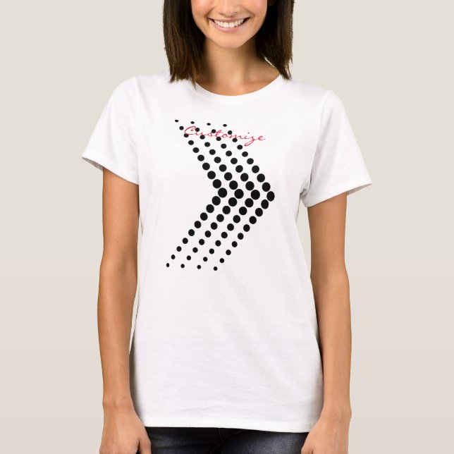 Camiseta Círculo Zigzag Chevron de meia-tona abstrato (Frente)