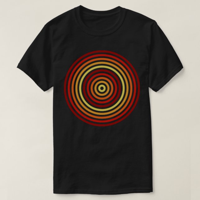 Camiseta Círculos Concentrados Quentes (Frente do Design)