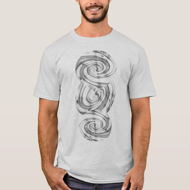 Camiseta Círculos de Cinza de carvão MCM Olhar Abstrato Geo (Frente)