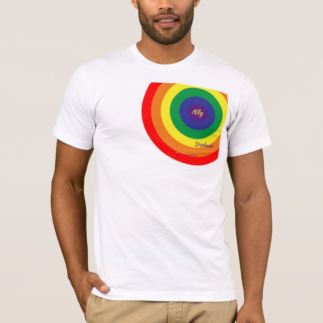 Camiseta Círculos de cor do arco-íris LGBT Personalizam (Frente)