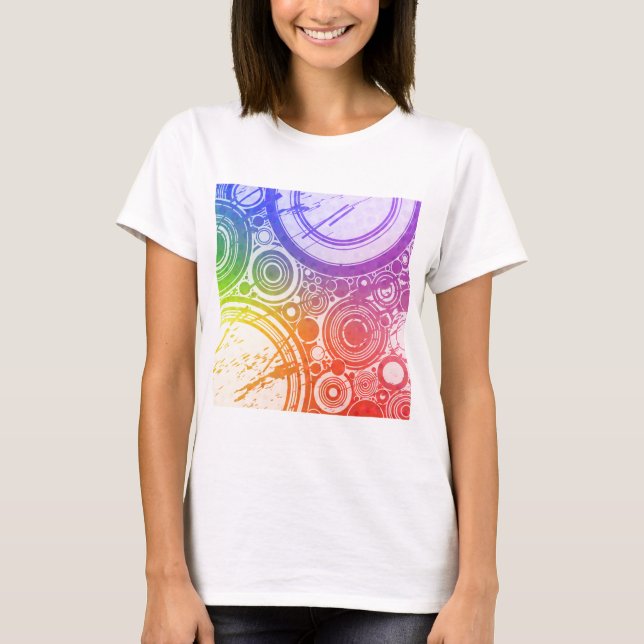 Camiseta Círculos do Grunge: Edição do arco-íris: (Frente)