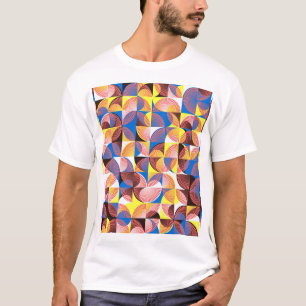 Camiseta Círculos do século médio, listras, azulejos de col