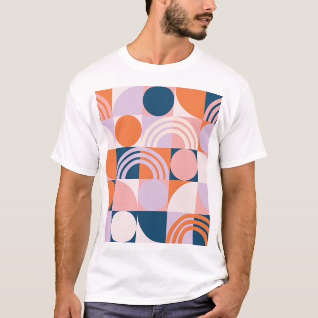 Camiseta Círculos do século médio: Padrão Geométrico (Frente)