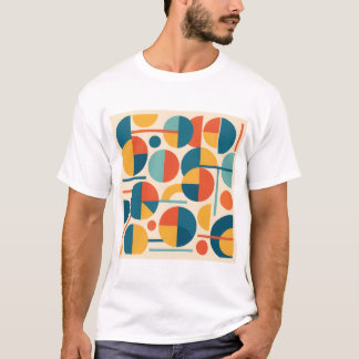 Camiseta Circulos Geométricos Coloridos e Linhas T-Shirt