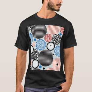 Camiseta Círculos multicoloridos, design de padrão gráfico.