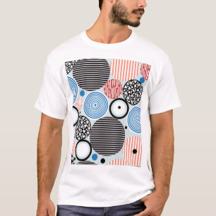 Camiseta Círculos multicoloridos, design de padrão gráfico.