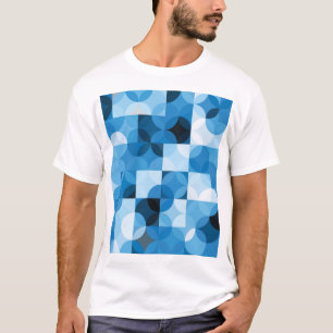 Camiseta Círculos Sem Costura: Abstrato Azul Vintage