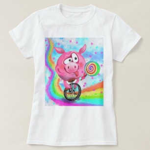 Camiseta Circus Acrobat Piggy Cyclist com T-Shirt Lollipop