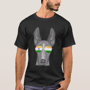 Camiseta Cirnechi Dell’Etna Cão Índia Bandeira Óculos de