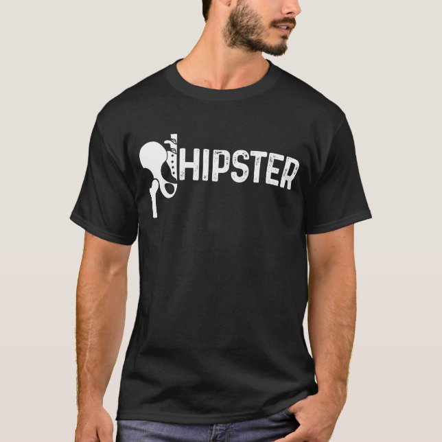 Camiseta Cirurgia de substituição da anca do Hipster Hippie (Frente)